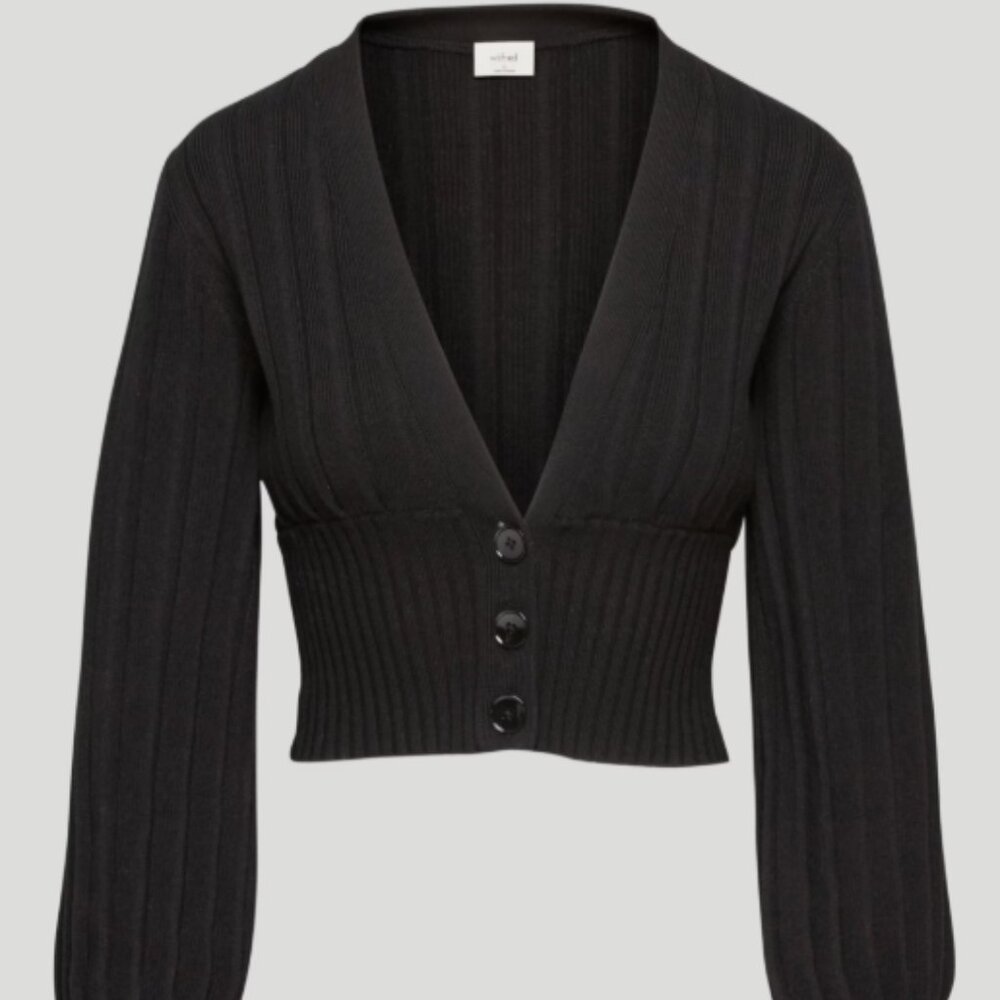 Aritzia Wilfred Plunge Front Cardigan in Black, Size Small